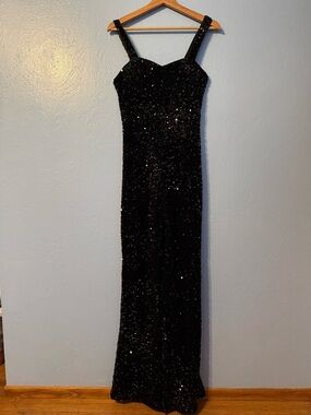 Black Sequin Strap Jumpsuit